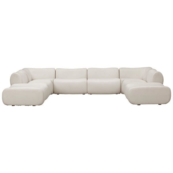 8 Piece Modular U-Sectional, Cream