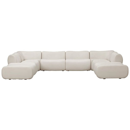 8 Piece Modular U-Sectional, Cream